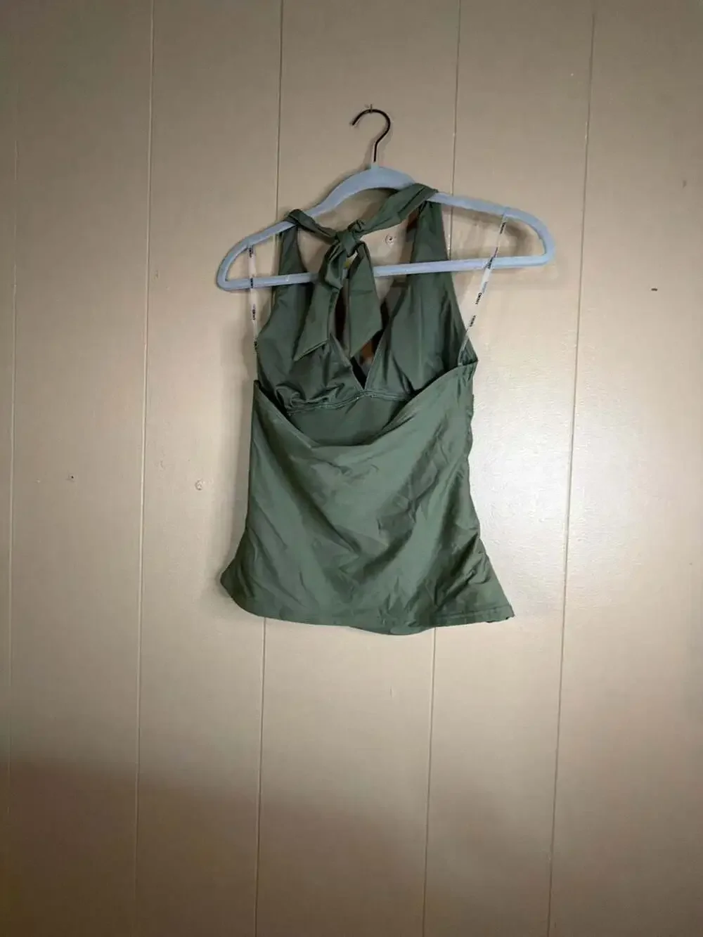 DKNY Halter Tankini Swim Top Olive Green Size M